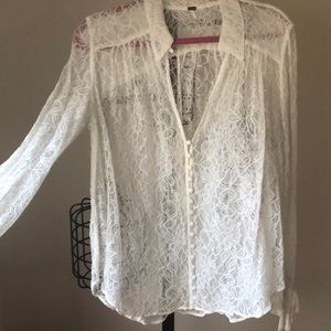 White FULL LACE Free People Blouse